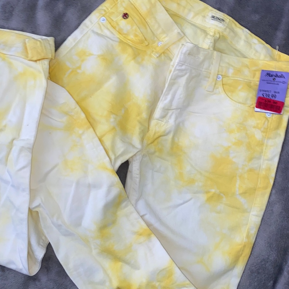 brand new yellow and white tie-die pants